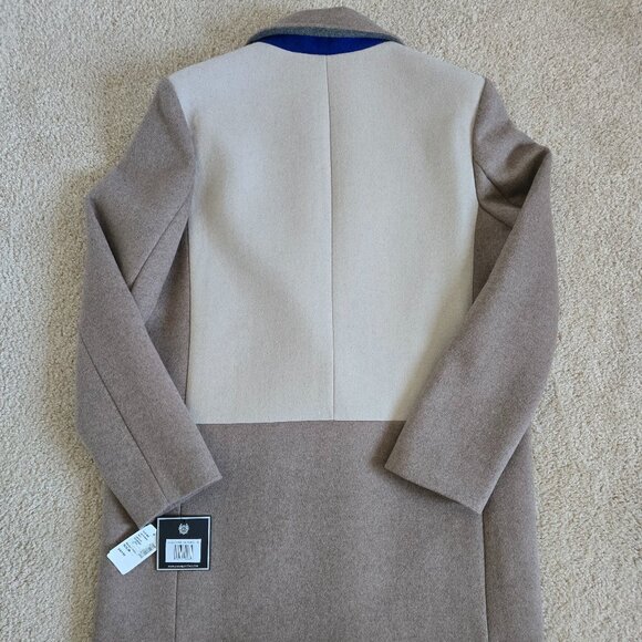 DAWN LEVY Lila two- tone colorblock wool blend coat - Picture 3 of 14